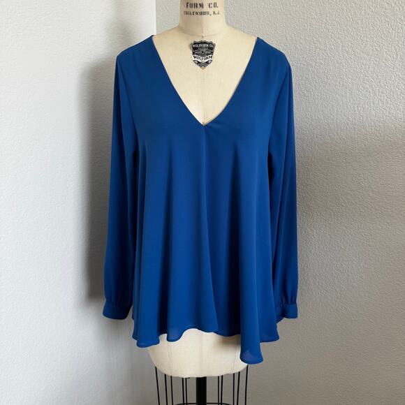 Karen Kane | V-Neck Flowy Blouse in Sapphire Blue size XL - Picture 1 of 8